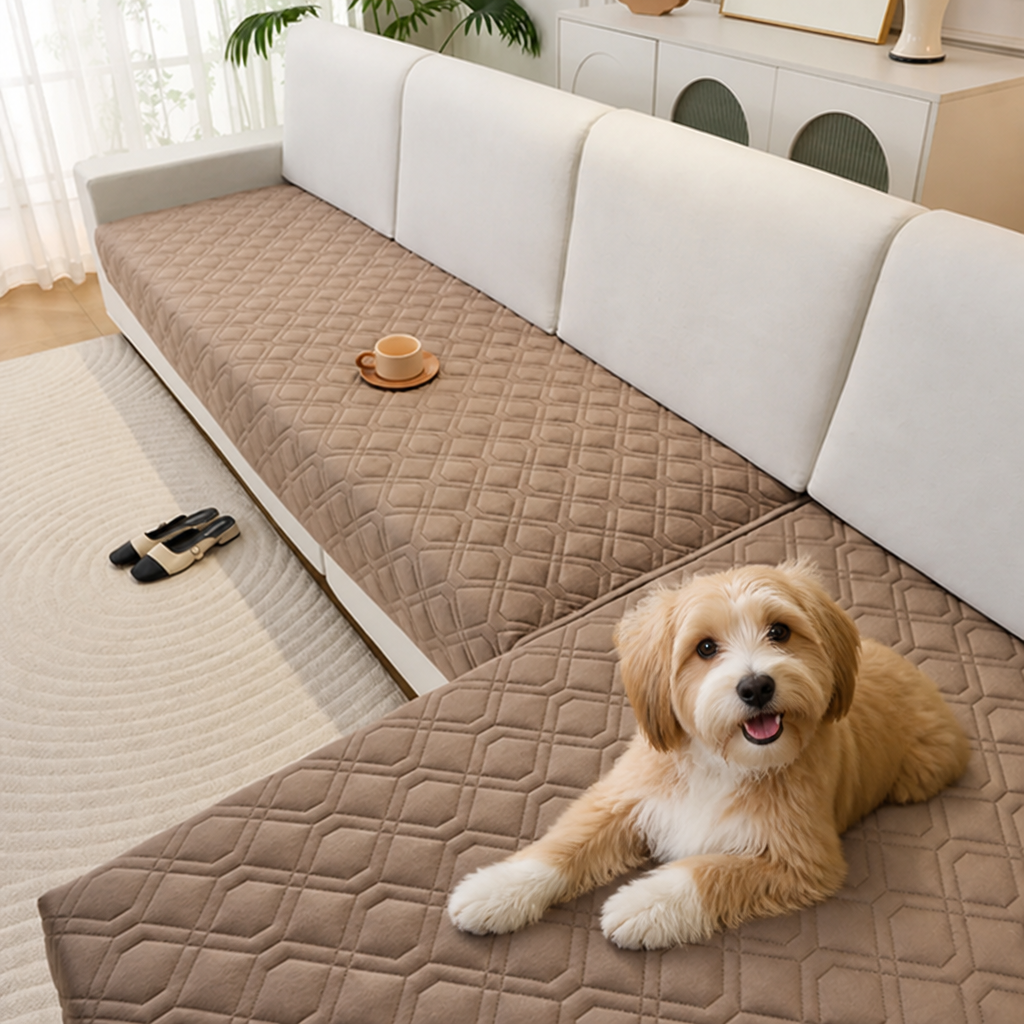 Geometric Scratch & Stain-Resistant Sofa Cover (L-Shaped)