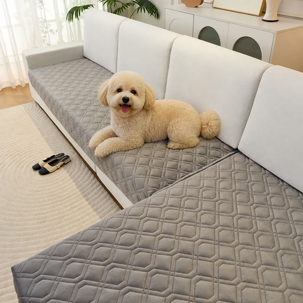 Geometric Scratch & Stain-Resistant Sofa Cover (L-Shaped)