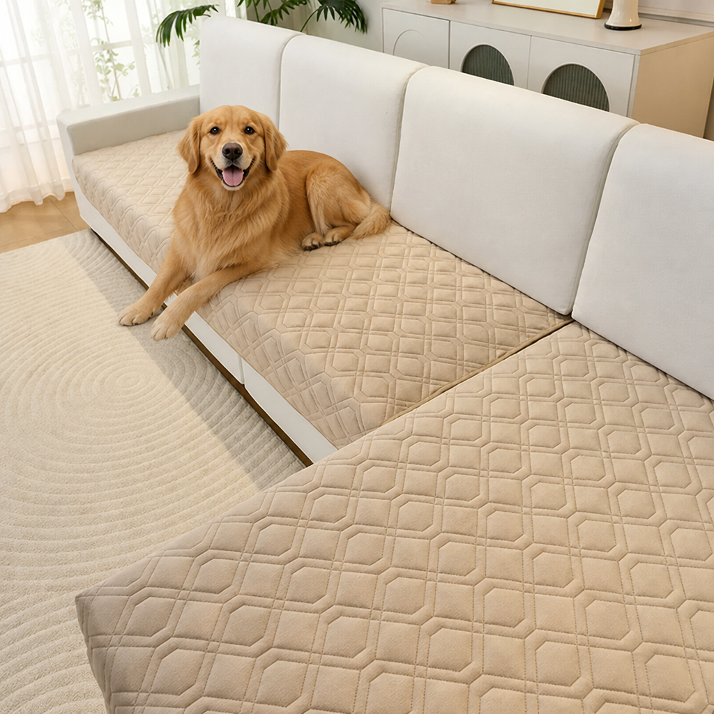 Geometric Scratch & Stain-Resistant Sofa Cover (L-Shaped)