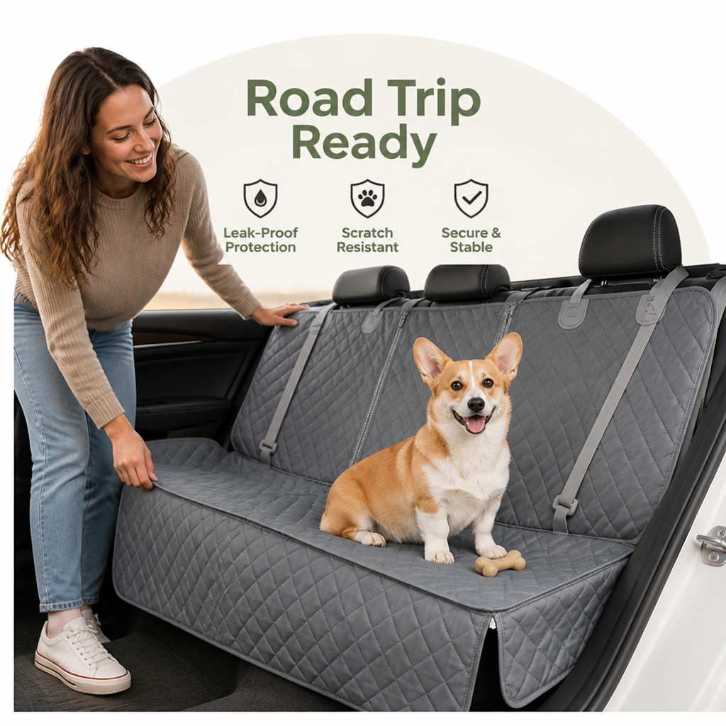 Heavy-Duty 600D Oxford Waterproof & Non-Slip Back Seat Cover (Zippered Seat Access)