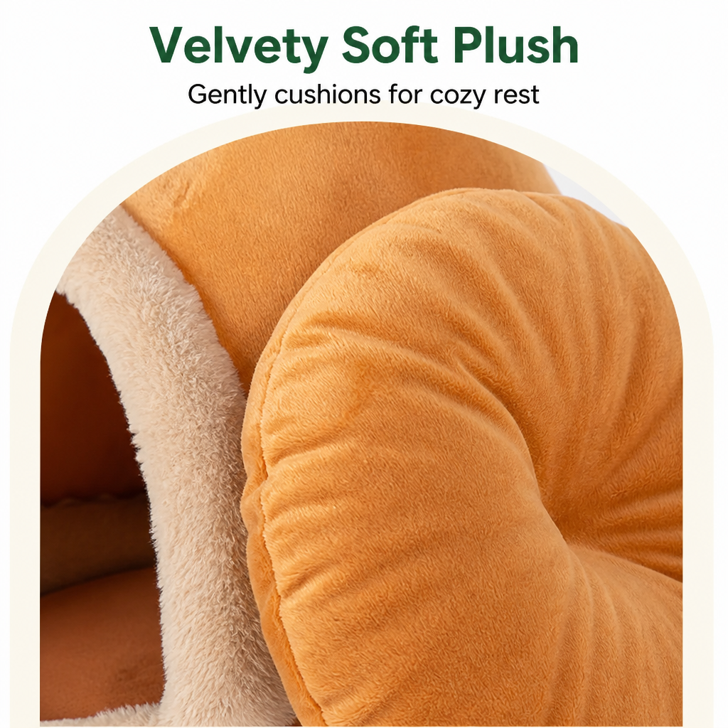 Plush Coral Velvet & Cotton-Filled Pet Teepee