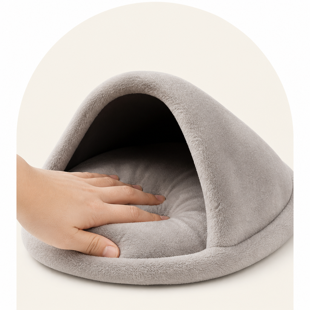 Plush Coral Velvet & Cotton-Filled Pet Teepee