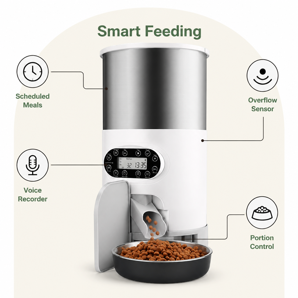 Programmable Portion Control & Infrared Anti-Overflow Pet Feeder