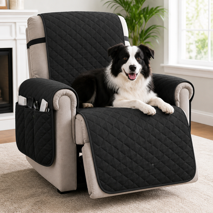 Quilted Waterproof & Anti-Slip Recliner Cover (Side Pockets)