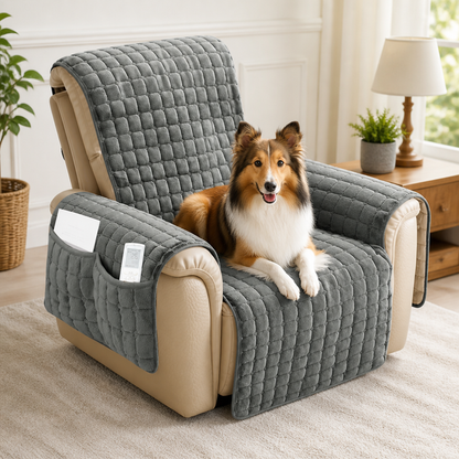 Quilted Waterproof & Anti-Slip Recliner Cover (Side Pockets)