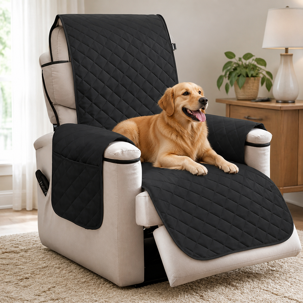 Quilted Waterproof & Anti-Slip Recliner Cover (Side Pockets)