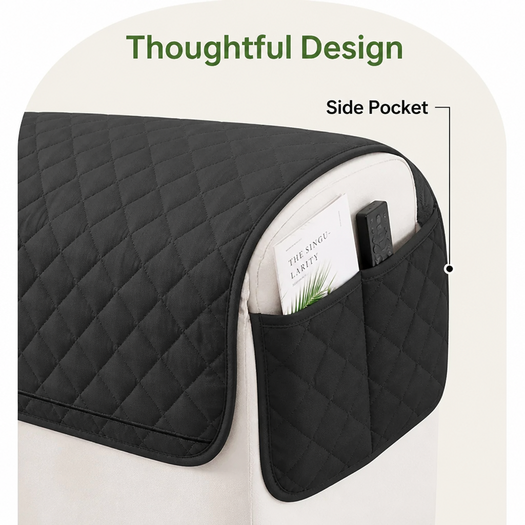 Quilted Waterproof & Anti-Slip Recliner Cover (Side Pockets)