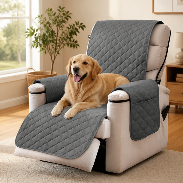 Quilted Waterproof & Anti-Slip Recliner Cover (Side Pockets)
