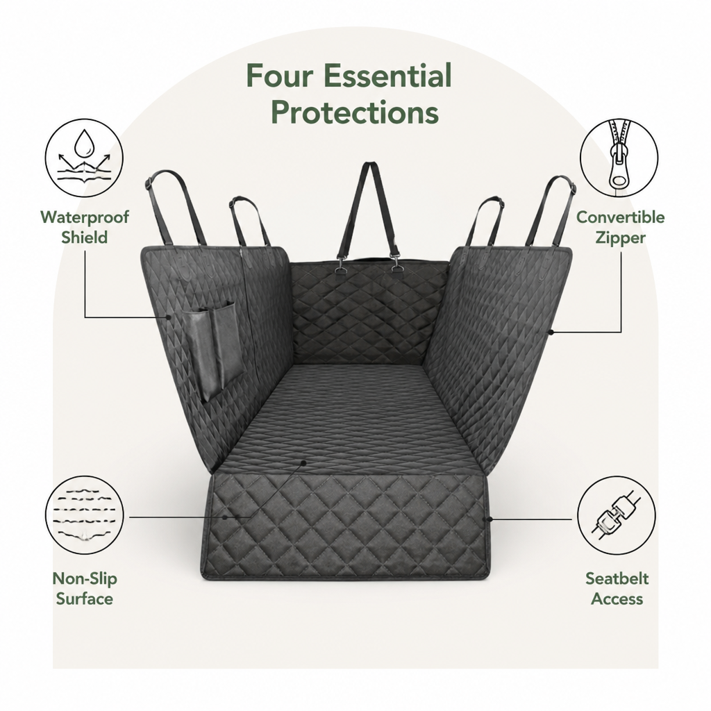 Waterproof 600D Oxford & Non-Slip Car Seat Cover (Convertible Hammock)