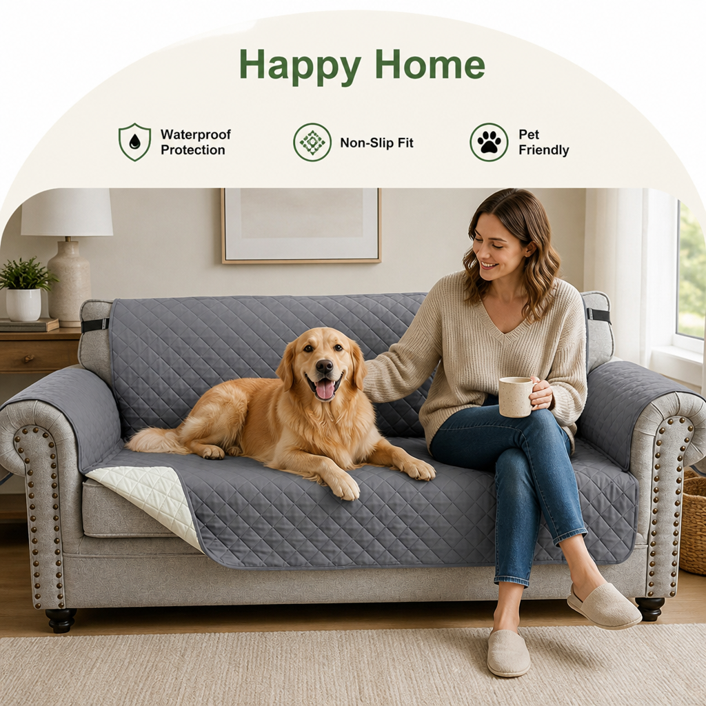 Waterproof Quilted & Non-Slip Sofa Cover (Fitted)