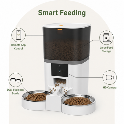 WiFi App Control & Stainless Steel Bowl Pet Feeder