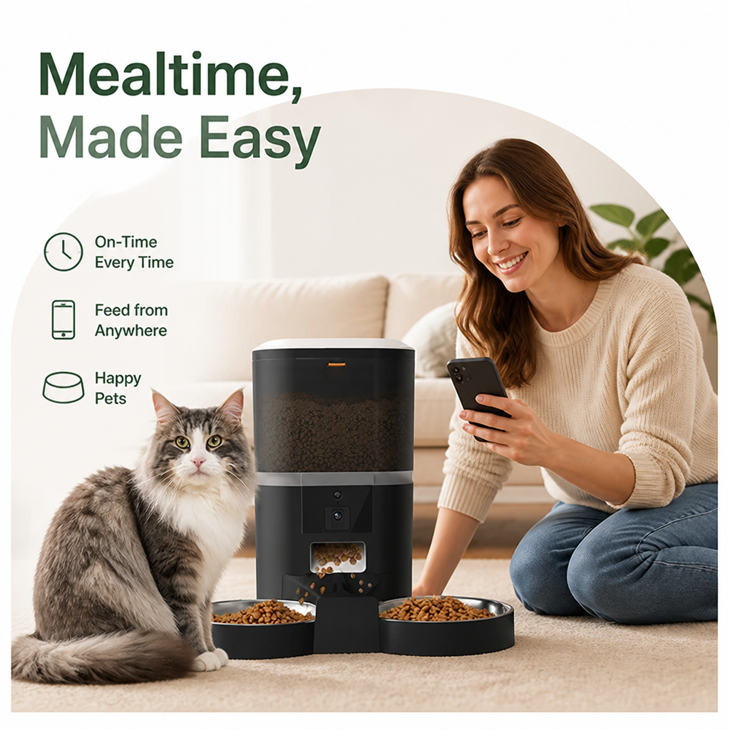 WiFi App Control & Stainless Steel Bowl Pet Feeder