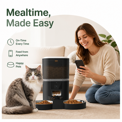 WiFi App Control & Stainless Steel Bowl Pet Feeder
