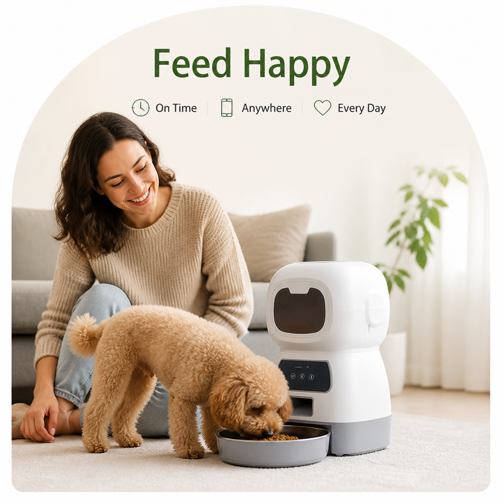 WiFi App-Controlled & Portion-Control Automatic Pet Feeder (Removable Hopper)
