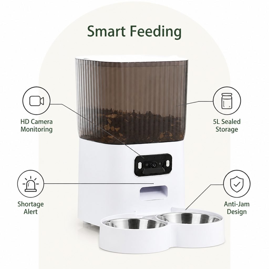WiFi & Camera Automatic Pet Feeder (5L Hopper)