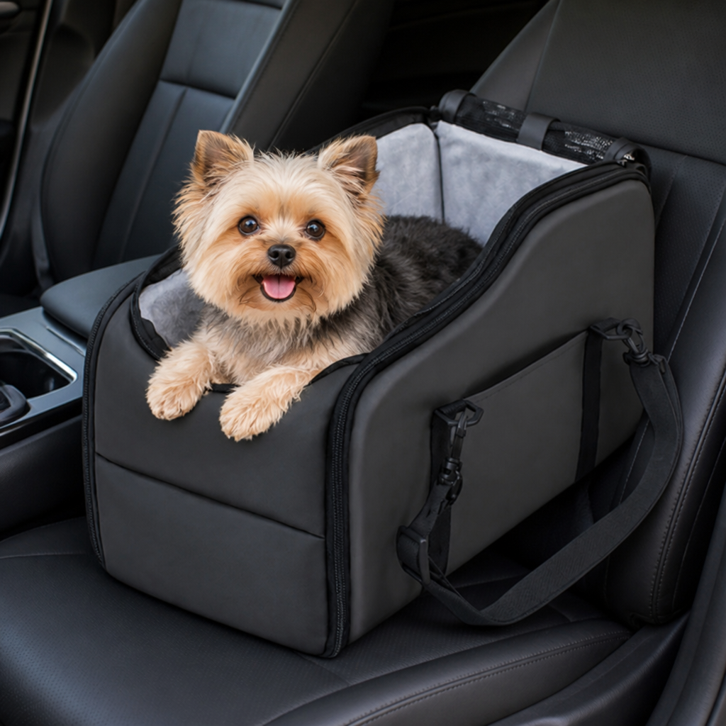 Safety Leash & Adjustable Dog Car Seat (Up to 12 lb)