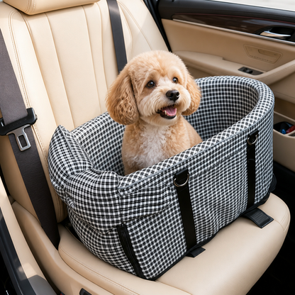 Padded Polyester & Chew-Resistant Dog Car Seat (Adjustable Straps)