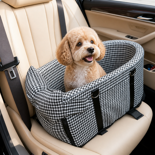 Padded Polyester & Chew-Resistant Dog Car Seat (Adjustable Straps)
