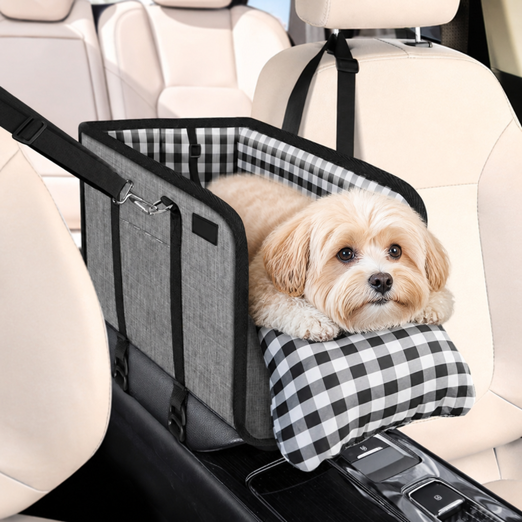 Safety Belt & Soft Cushion Dog Car Seat (Console Booster)