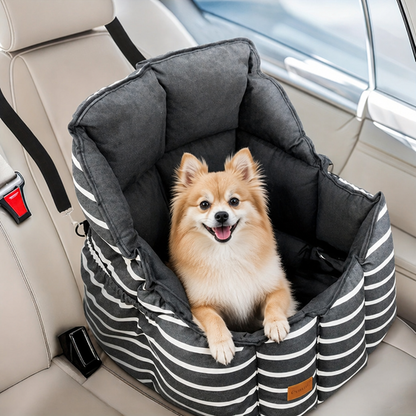 Washable Plush Dog Car Booster Seat (Clip-On Leash)