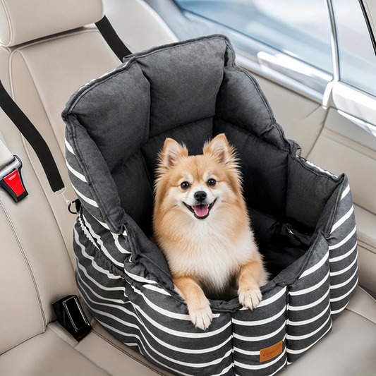 Washable Plush Dog Car Booster Seat (Clip-On Leash)