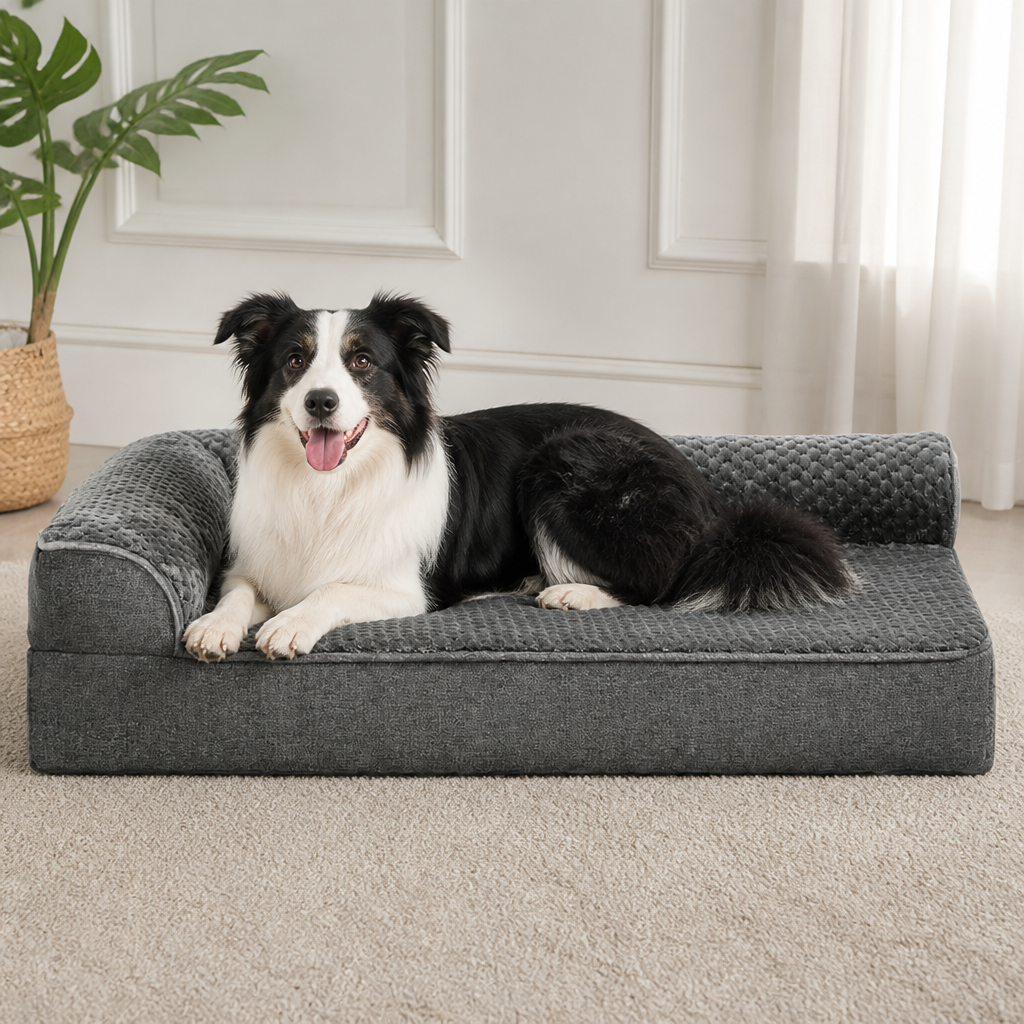 Orthopedic High-Density Foam & Sherpa Dog Bed (Removable Cover)