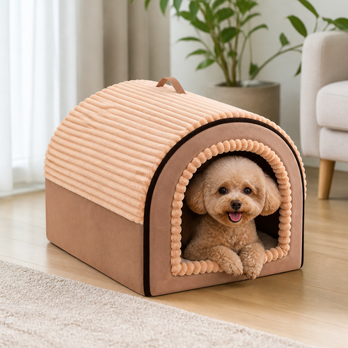 All-Season Foldable Washable Dog Cave Bed (Non-Slip Base)
