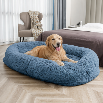 Orthopedic & Washable Faux Fur Human Dog Bed (Detachable Cover)