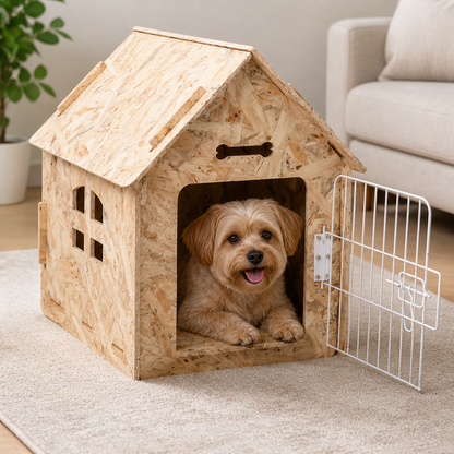 Elevated Wood & Ventilated Pet House (For Small Dogs & Cats)