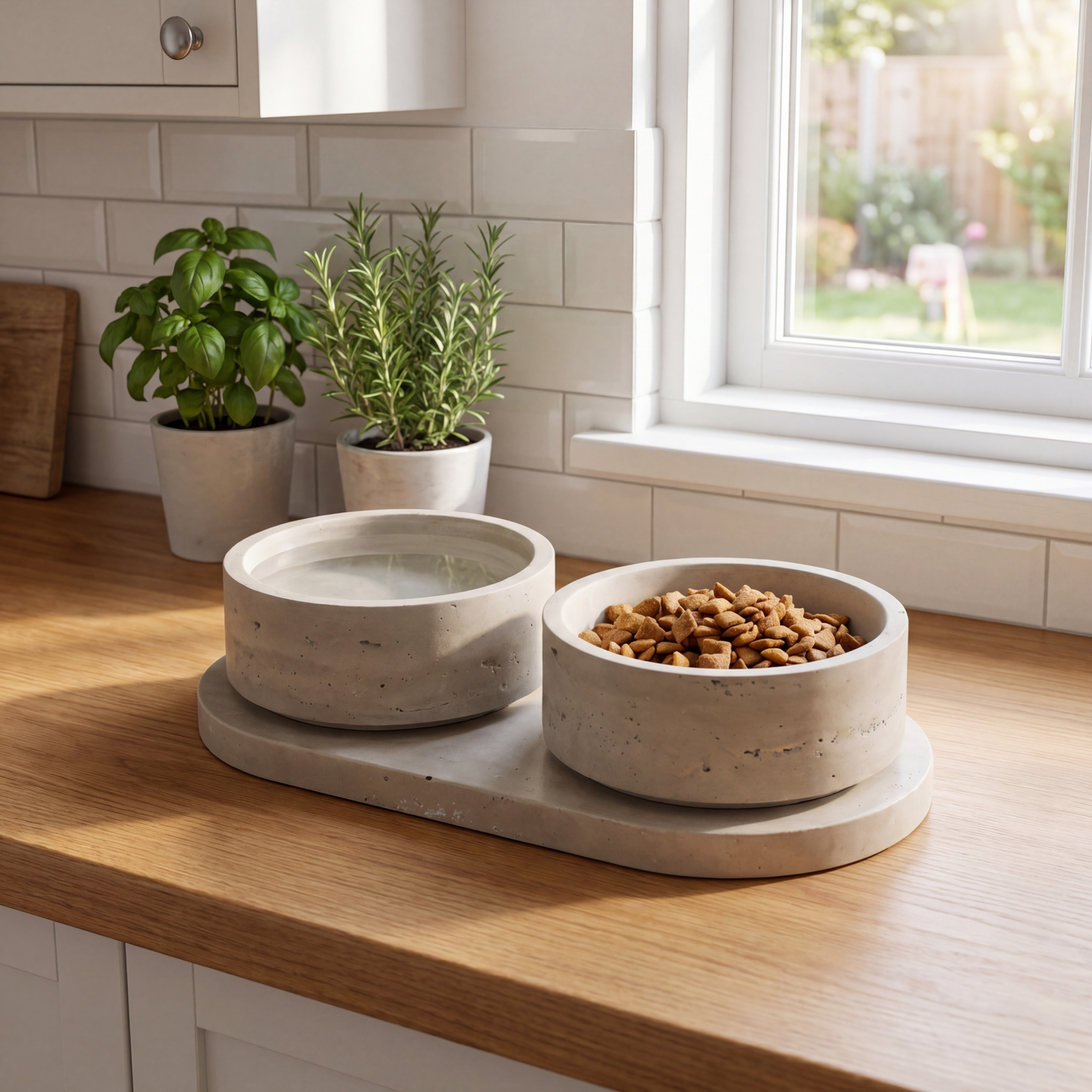 Luxury Travertine Pet Bowl Set
