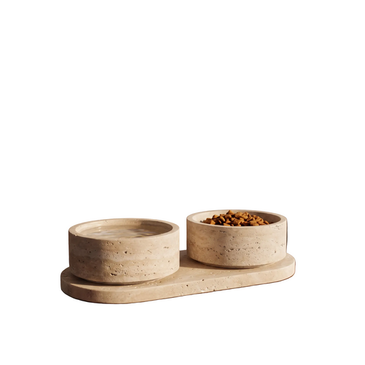 Luxury Travertine Pet Bowl Set