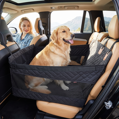 Large Hard-Bottom & Non-Slip Dog Car Seat (Back-Seat Extender)